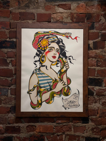 Snake Charmer girl 18x24” print